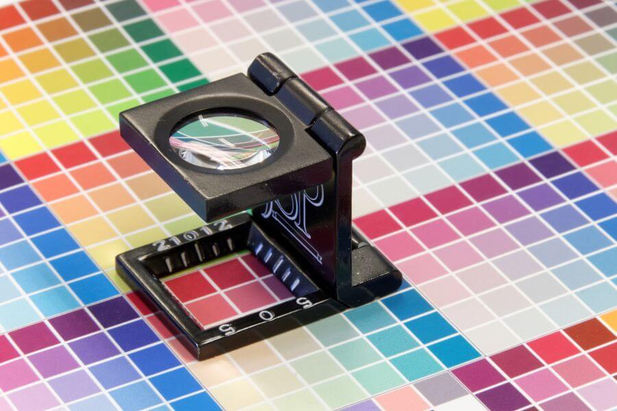 close up loupe colorful test print
